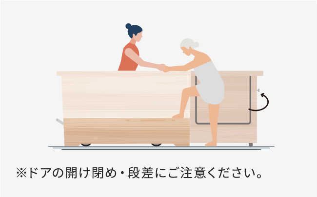 歩いて入浴する場合